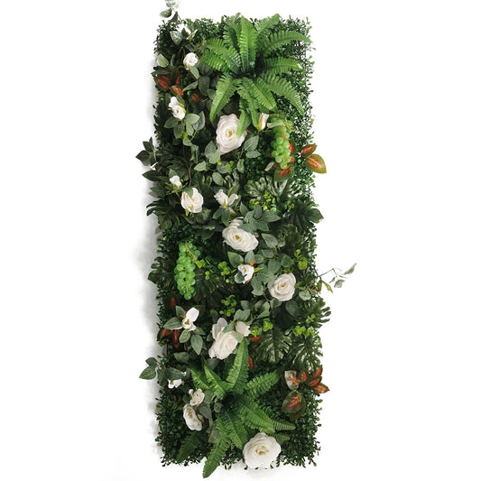 Mur Végétal Artificiel Vert et Blanc- Déco Exotique