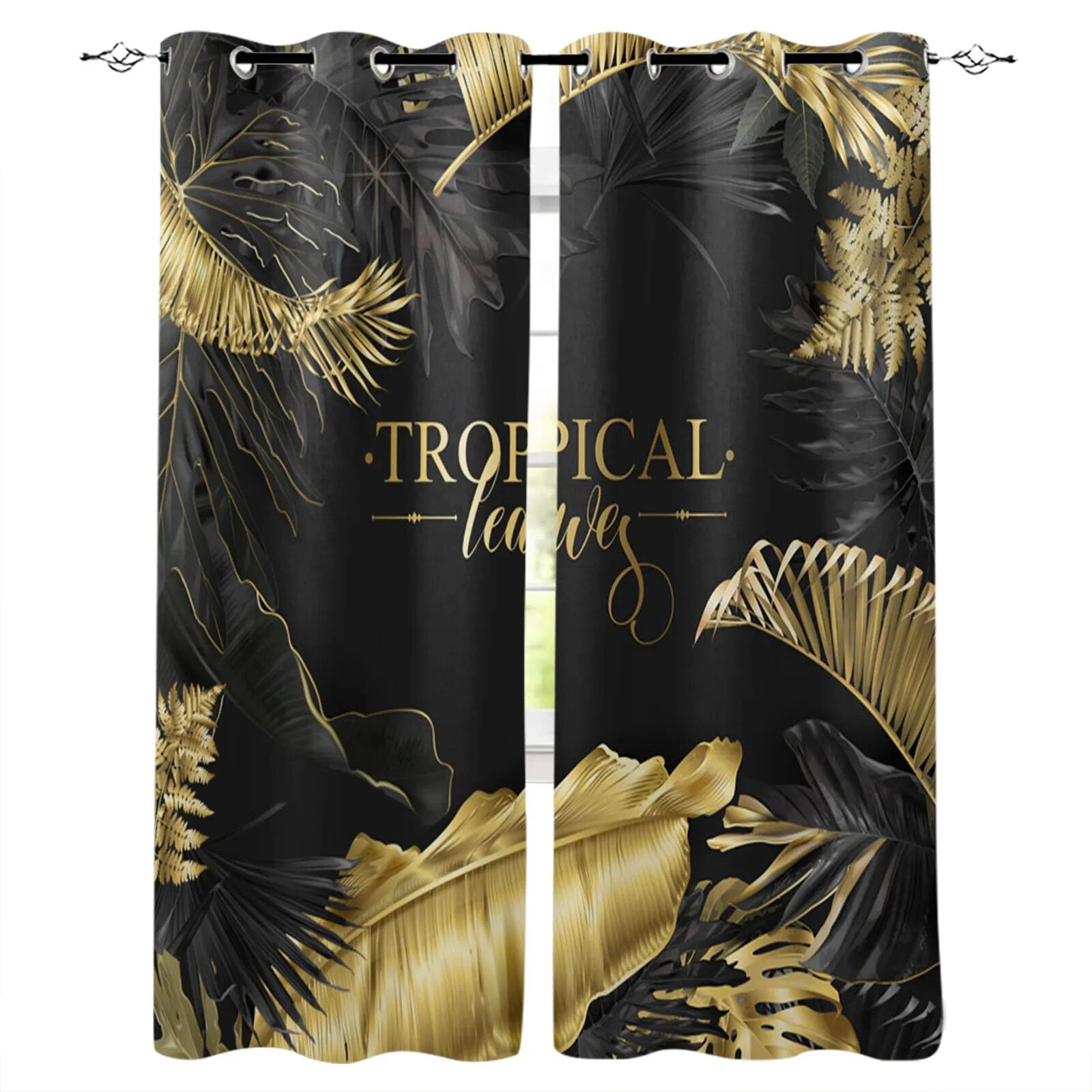 Rideau noir et doré Tropical Déco-exotique.fr