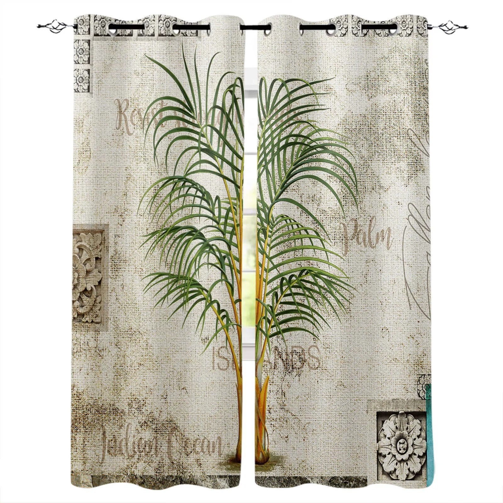 Rideau Tropical Palmier Vintage Déco-exotique.fr