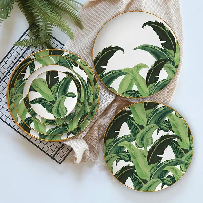 Vaisselle motif Feuille Bananier-Déco Exotique