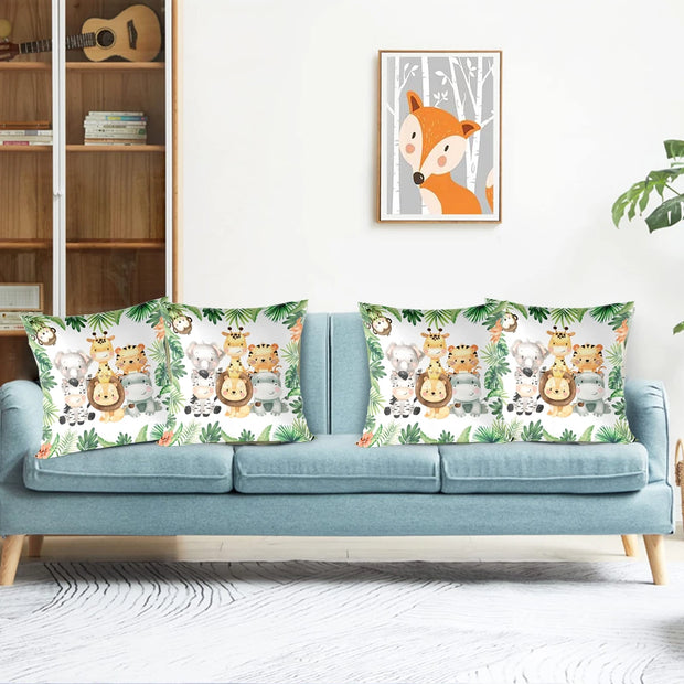 Coussin Jungle Animaux Chambre Bébé Déco-exotique.fr