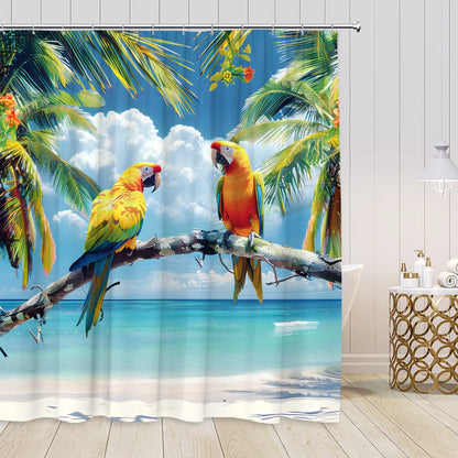 Rideau de douche Perroquet Plage-Déco Exotique