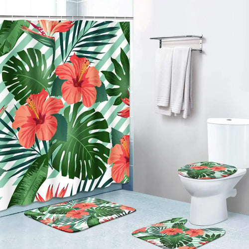 Ensemble Rideau de douche Tropical Hibiscus