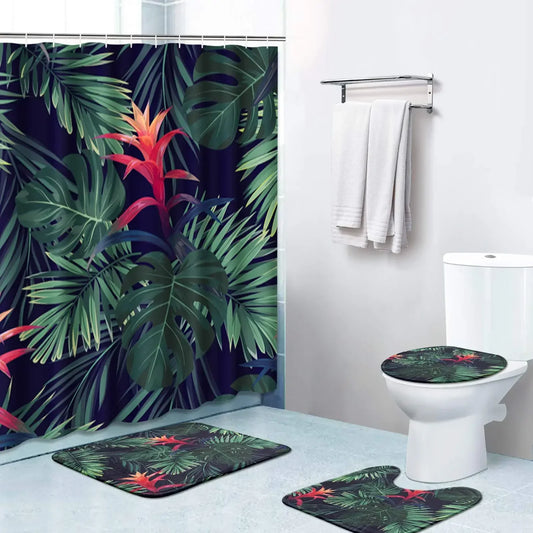 Ensemble Rideau de douche Jungle Tropicale
