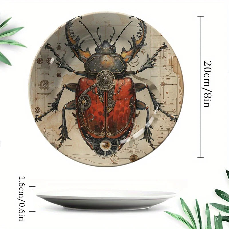 Assiette Murale Motif Insecte Mécanique-Déco Exotique