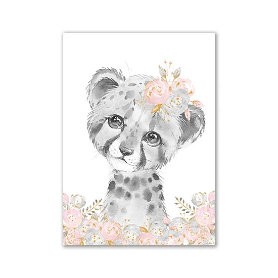 Poster Safari Bébé Rose Personnalisable Déco-exotique.fr