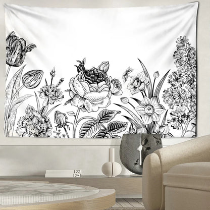 Tenture Fleur Noir et Blanc- Déco Exotique