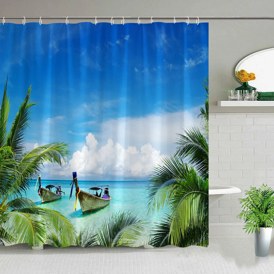 Rideau de douche Tropical Pirogue
