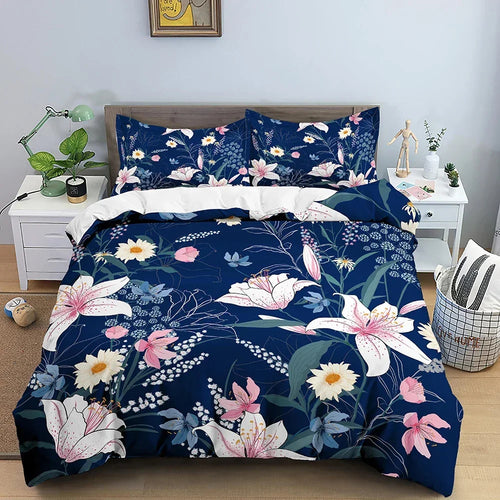 Housse de Couette Tropical Bleu et Blanc - Déco-exotique.fr