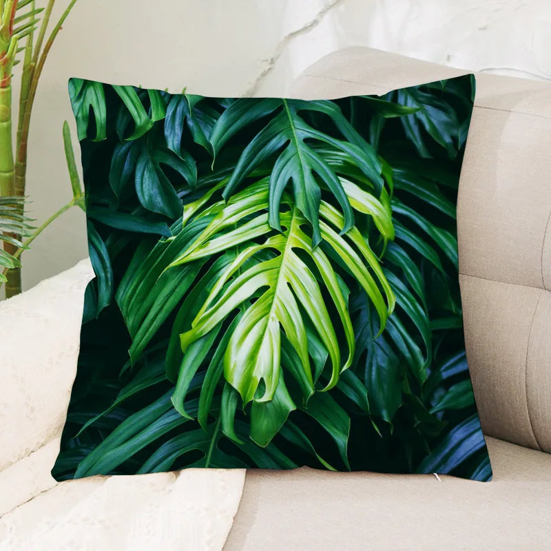 Coussin Jungle Feuillage Vert Déco-exotique.fr