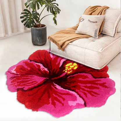 Tapis Jungle Hibiscus Rond Déco-exotique.fr