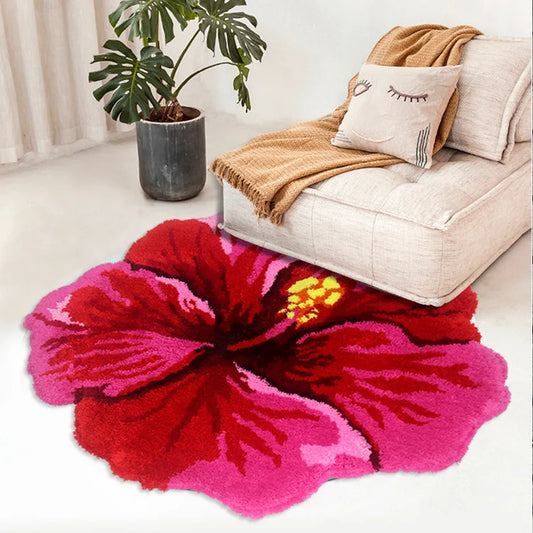 Tapis Jungle Hibiscus Rond Déco-exotique.fr