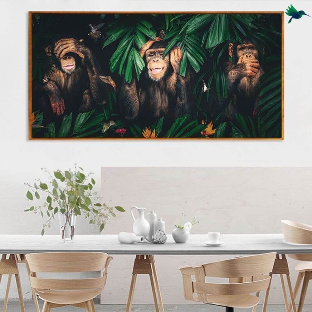 Affiche Jungle 3 Singes de la Sagesse Déco-exotique.fr