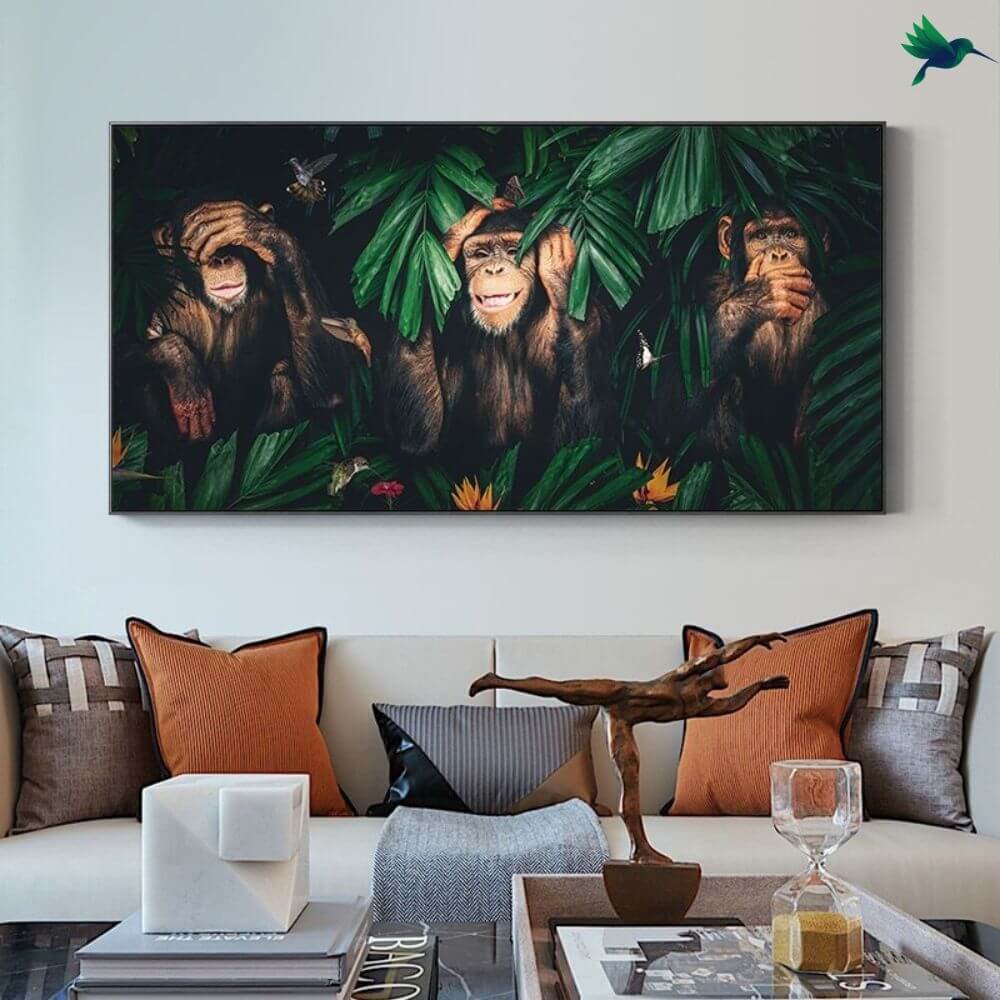 Affiche Jungle 3 Singes de la Sagesse Déco-exotique.fr