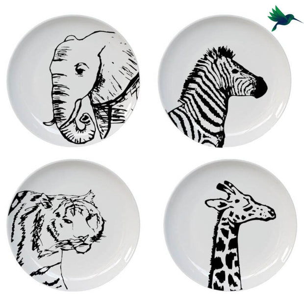 Assiette animaux noir et blanc Déco-exotique.fr