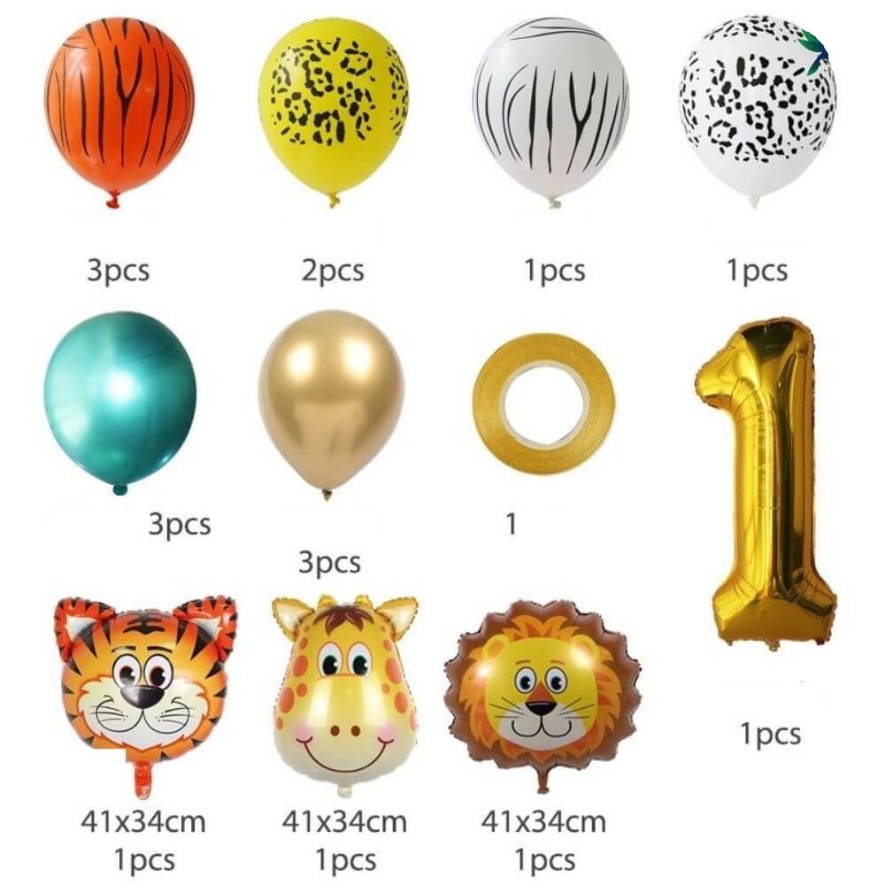 Set de 13 Ballons Jungle pour l'anniversaire de votre enfant