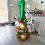 Ballon Anniversaire Chiffre Jungle - Vert - Déco-exotique.fr