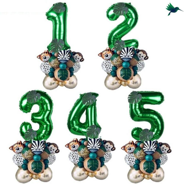 Ballon Anniversaire Chiffre Jungle - Vert - Déco-exotique.fr