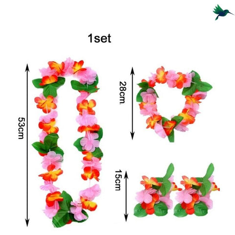 COLLIER HAWAÏEN FLEURS TISSU FLUO MULTICOLORE COLLIER HAWAÏEN FLEURS TISSU FLUO MULTICOLORE