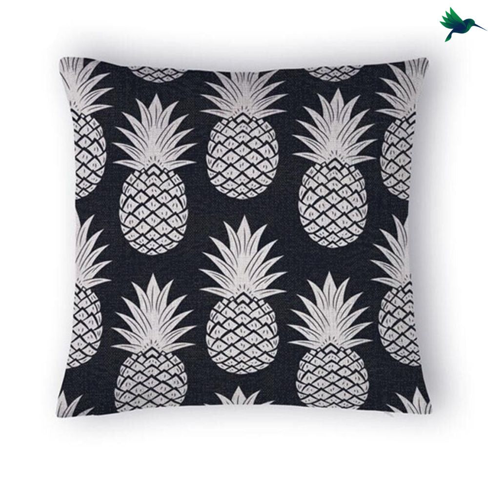 Coussin Ananas Noir et Blanc Déco-exotique.fr