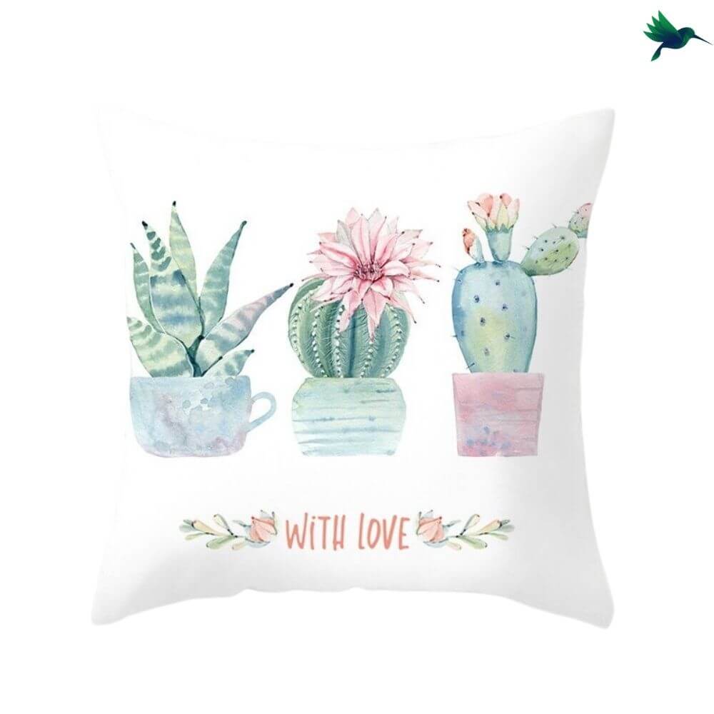 Coussin Cactus "Aquarelle" - déco-exotique.fr