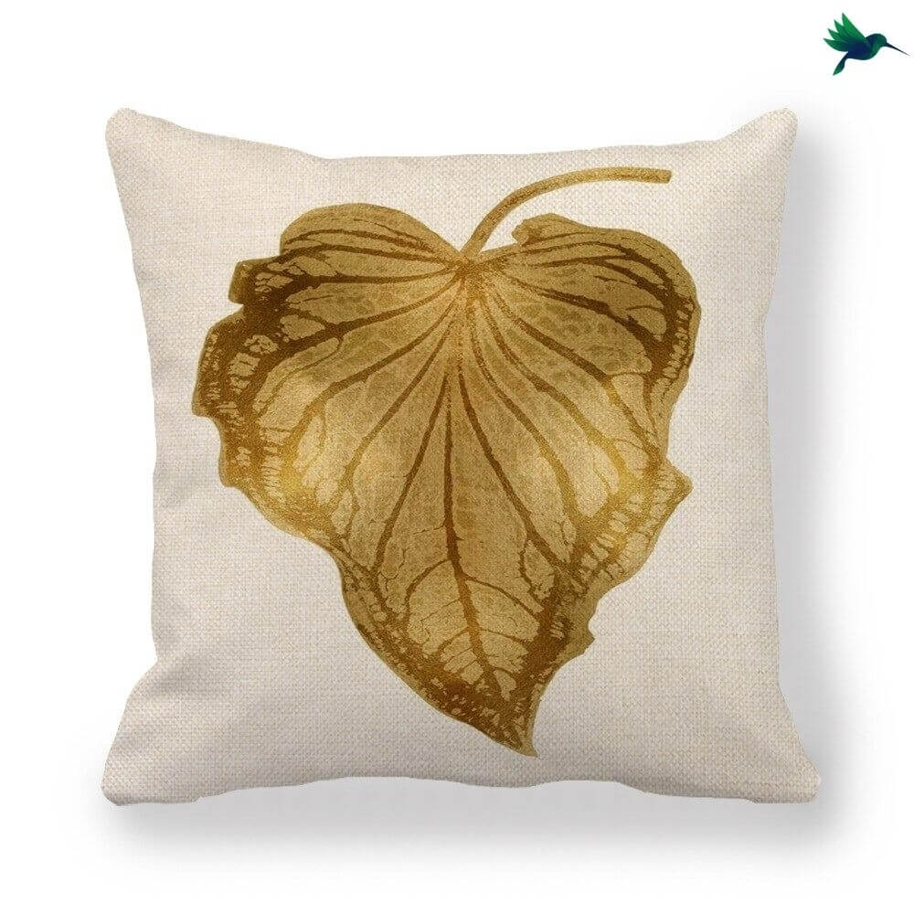 Coussin Feuille Dorée Déco-exotique.fr