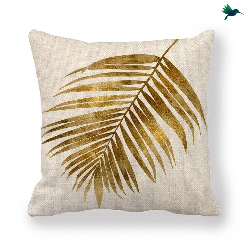 Coussin Feuille Dorée Déco-exotique.fr