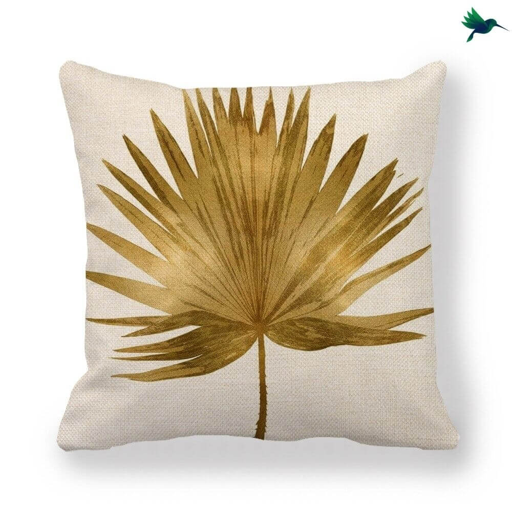 Coussin Feuille Dorée Déco-exotique.fr