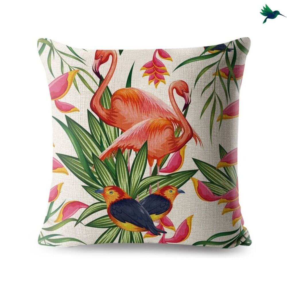 Coussin Flamant Rose Tropical Déco-exotique.fr