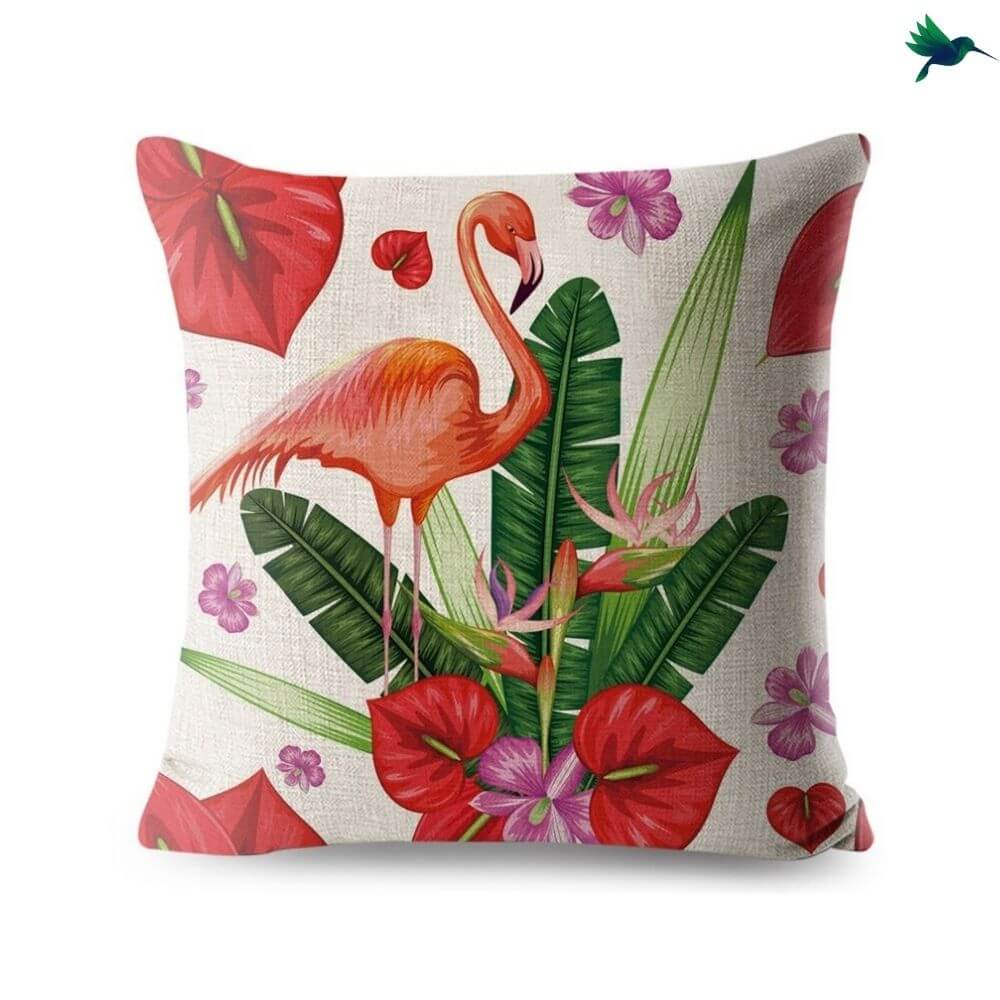 Coussin Flamant Rose Tropical Déco-exotique.fr