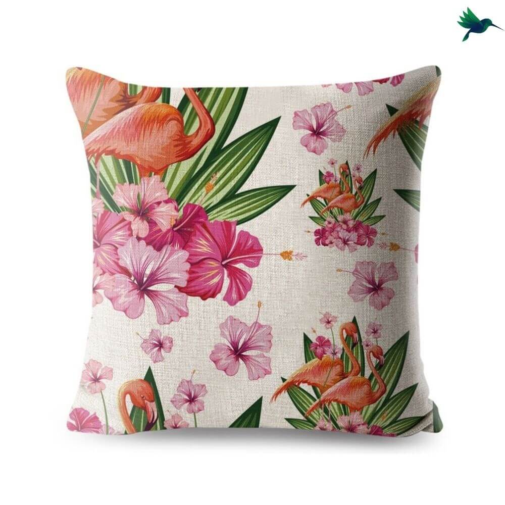 Coussin Flamant Rose Tropical Déco-exotique.fr