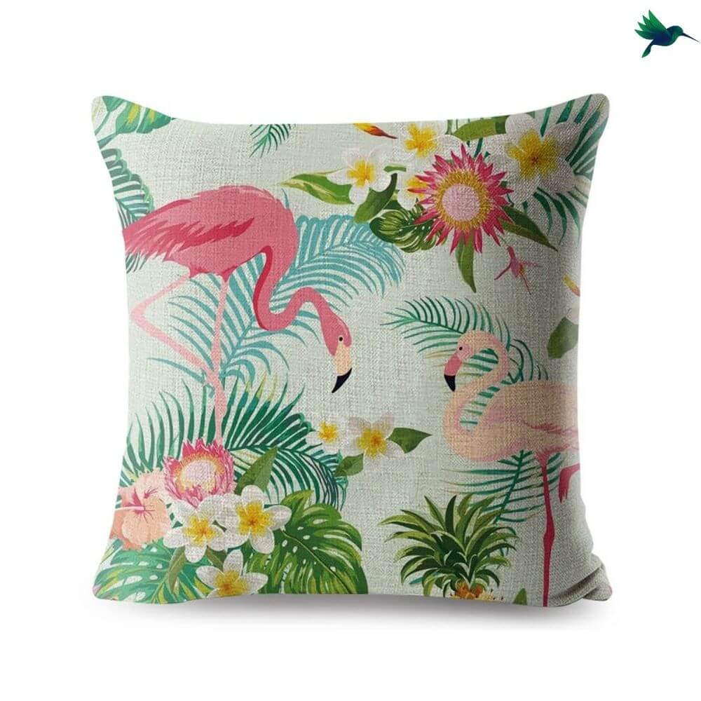 Coussin Flamant Rose Tropical Déco-exotique.fr