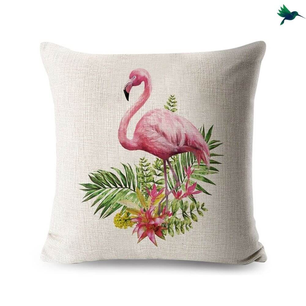 Coussin Flamant Rose Tropical Déco-exotique.fr