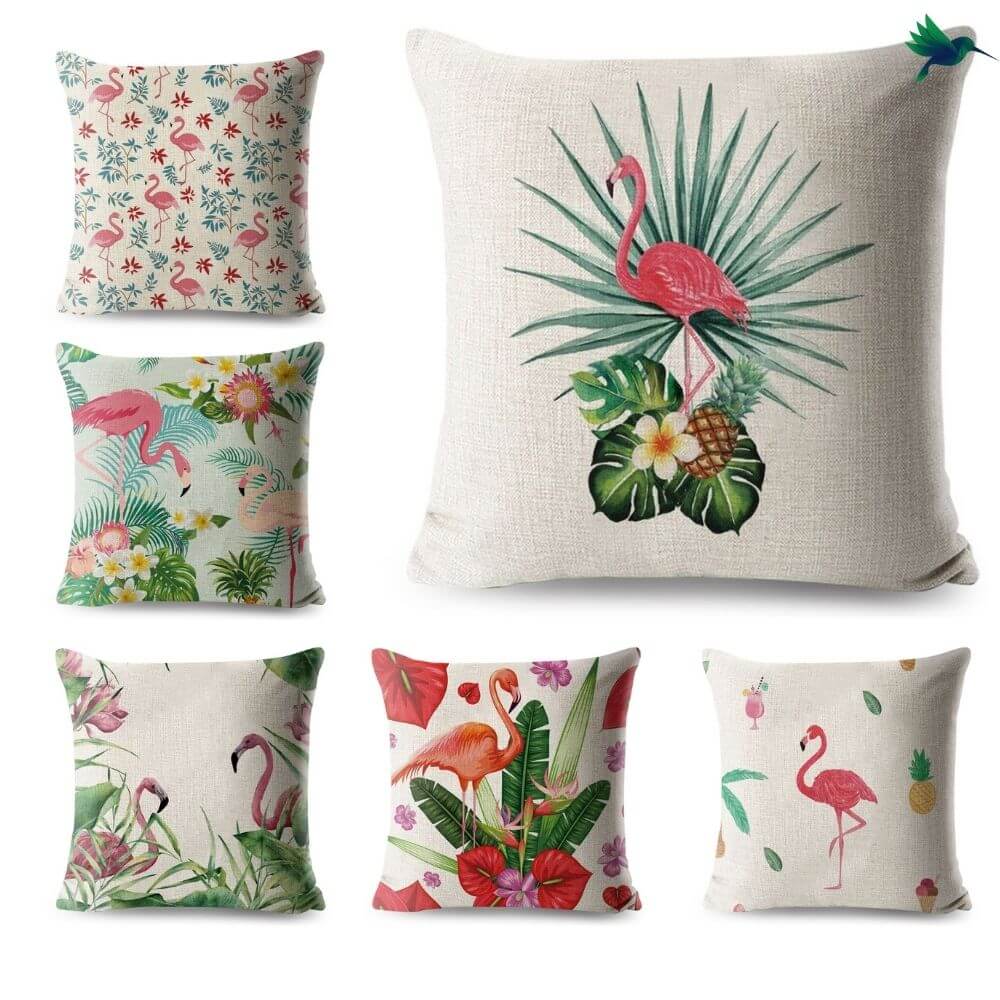 Coussin Flamant Rose Tropical Déco-exotique.fr