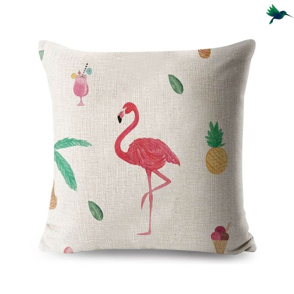 Coussin Flamant Rose Tropical Déco-exotique.fr