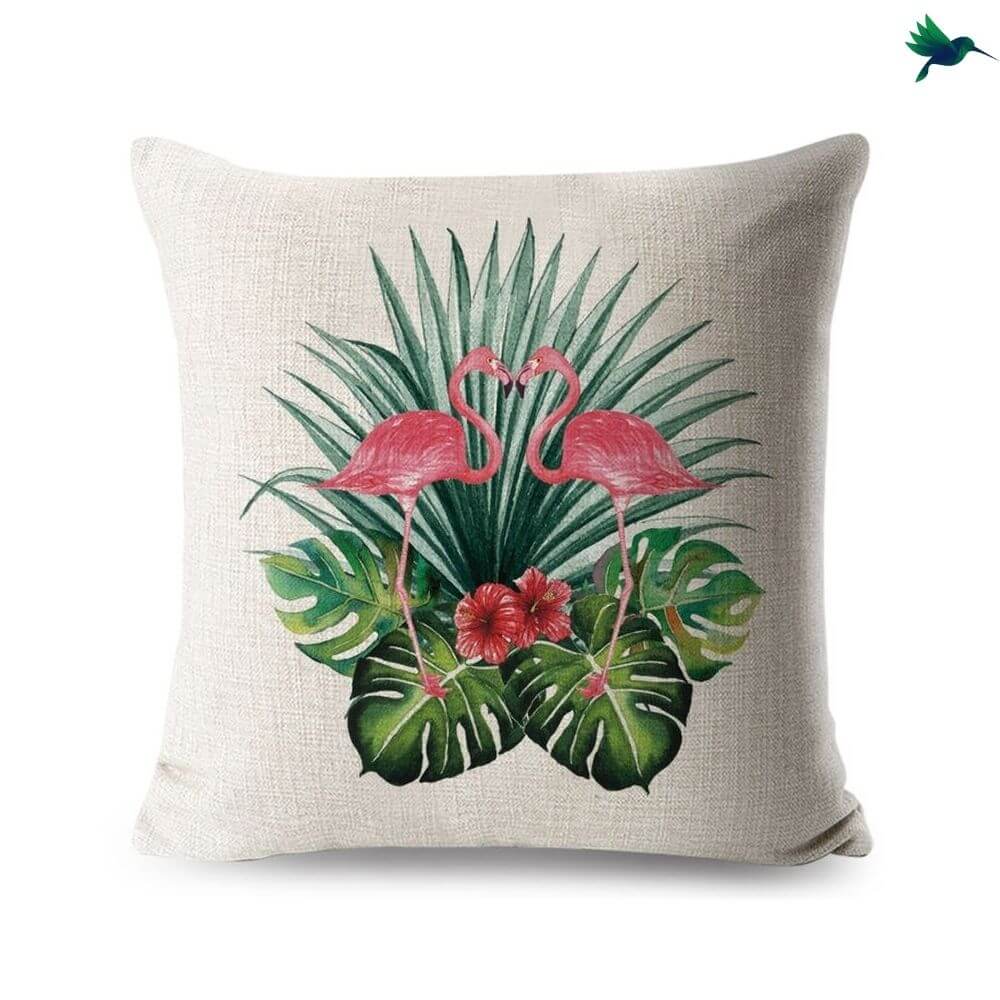 Coussin Flamant Rose Tropical Déco-exotique.fr