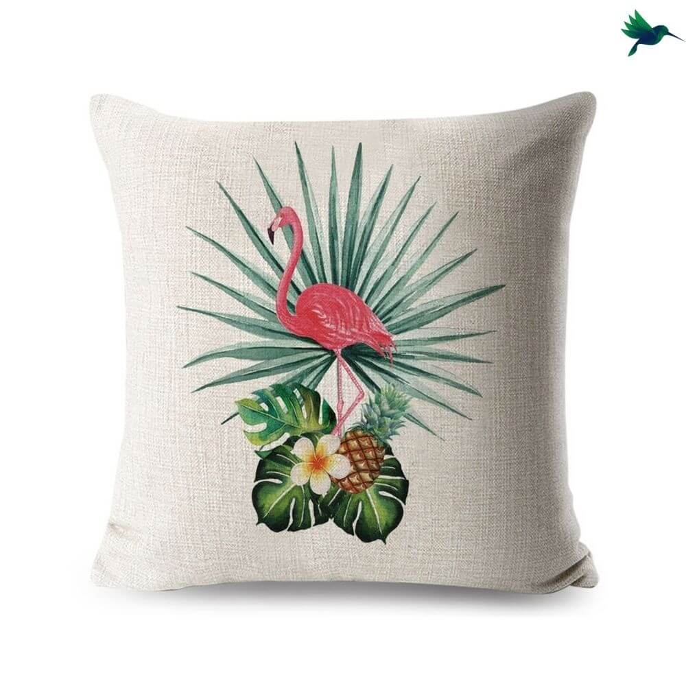 Coussin Flamant Rose Tropical Déco-exotique.fr