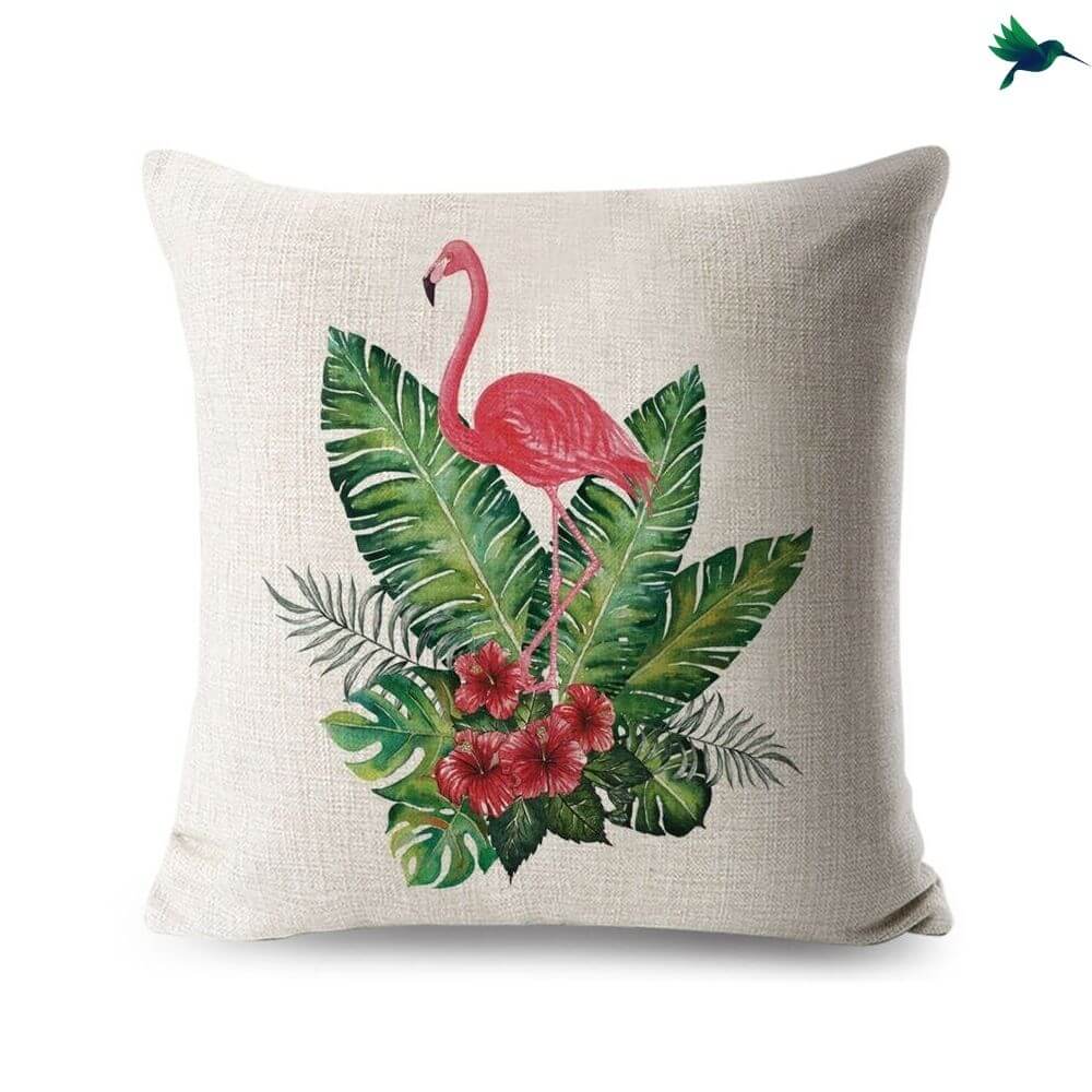 Coussin Flamant Rose Tropical Déco-exotique.fr