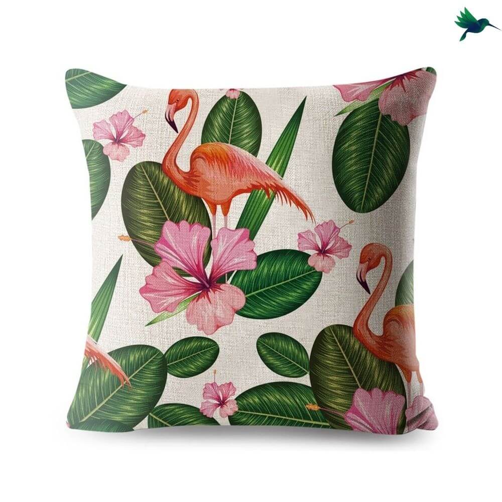 Coussin Flamant Rose Tropical Déco-exotique.fr