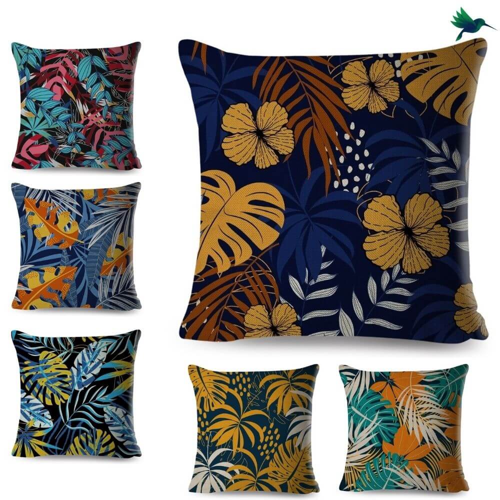 Coussin Jungle Bleu Déco-exotique.fr