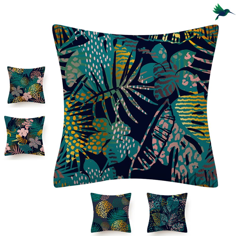 Coussin Jungle Bleu nuit Déco-exotique.fr