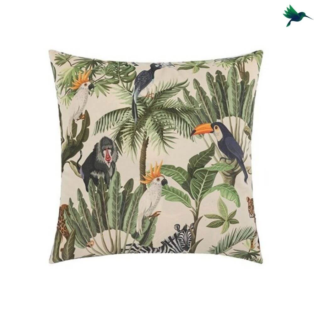 Coussin Imprimé Jungle - Coussin Jungle "Equatoria" - Déco-exotique.fr