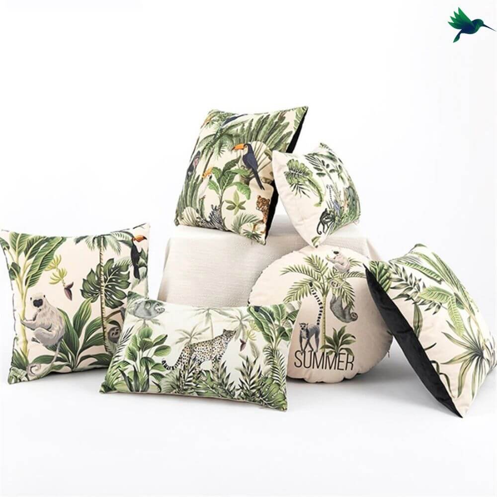 Coussin Imprimé Jungle - Coussin Jungle "Equatoria" - Déco-exotique.fr