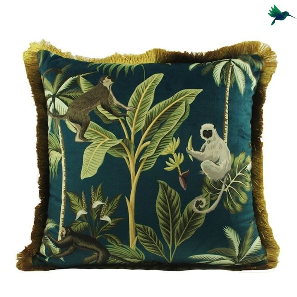 Coussin Jungle "Frange Dorée" - Déco-exotique.fr