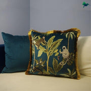 Coussin Jungle "Frange Dorée" - Déco-exotique.fr