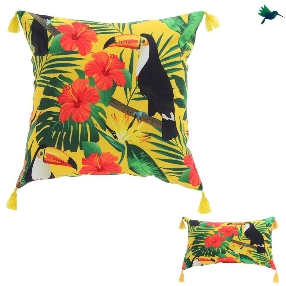 Coussin Jungle Jaune Déco-exotique.fr