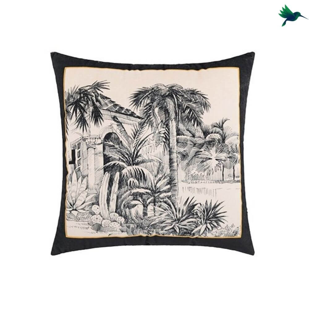 Coussin Jungle Noir et Blanc - Déco-exotique.fr