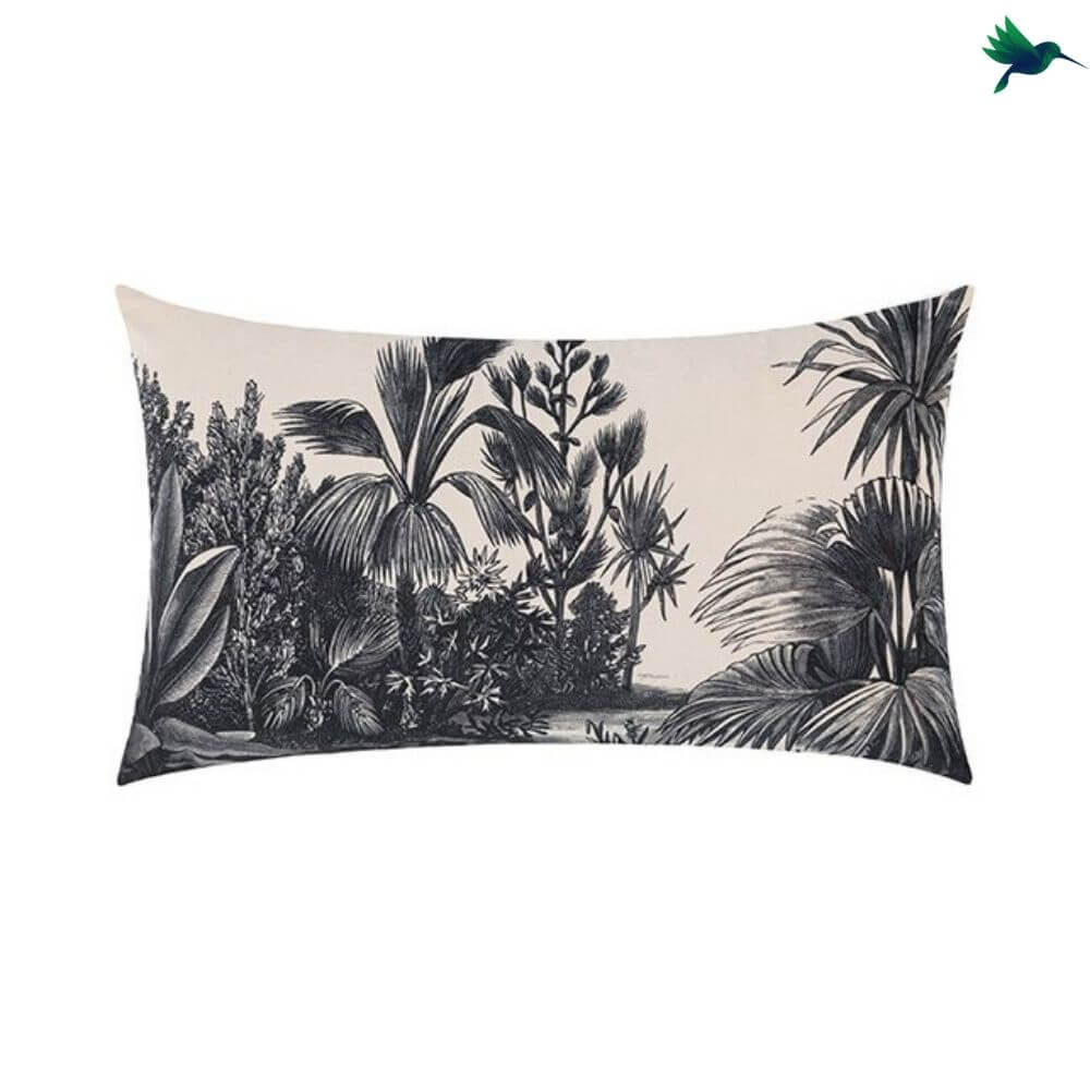 Coussin Jungle Noir et Blanc - Déco-exotique.fr