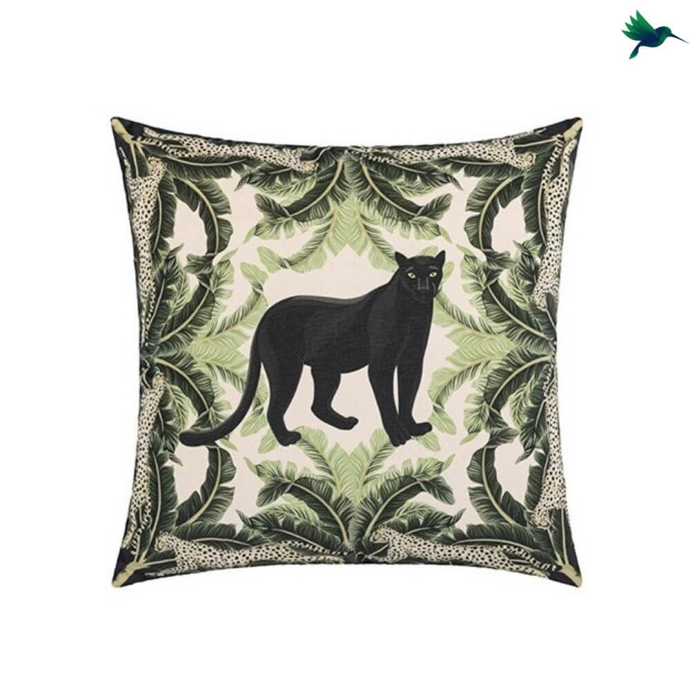 Coussin Jungle Noir et Vert - Déco-exotique.fr