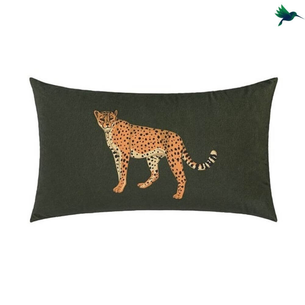 Coussin Jungle Noir et Vert - Déco-exotique.fr